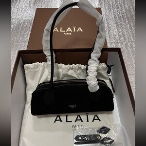 Le Teckel Inspired Nubuck Suede Small Black with Gold Hardware brand new!